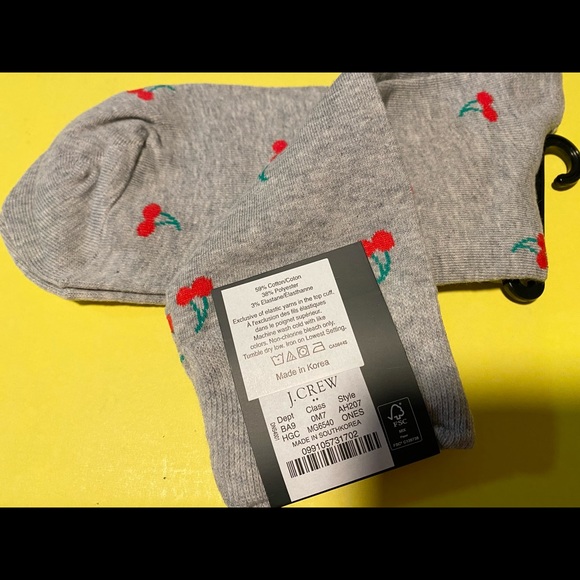J. Crew Factory Grey Red Green Cherry Preppy Casual Dress Socks - One Size - NWT - Picture 3 of 3